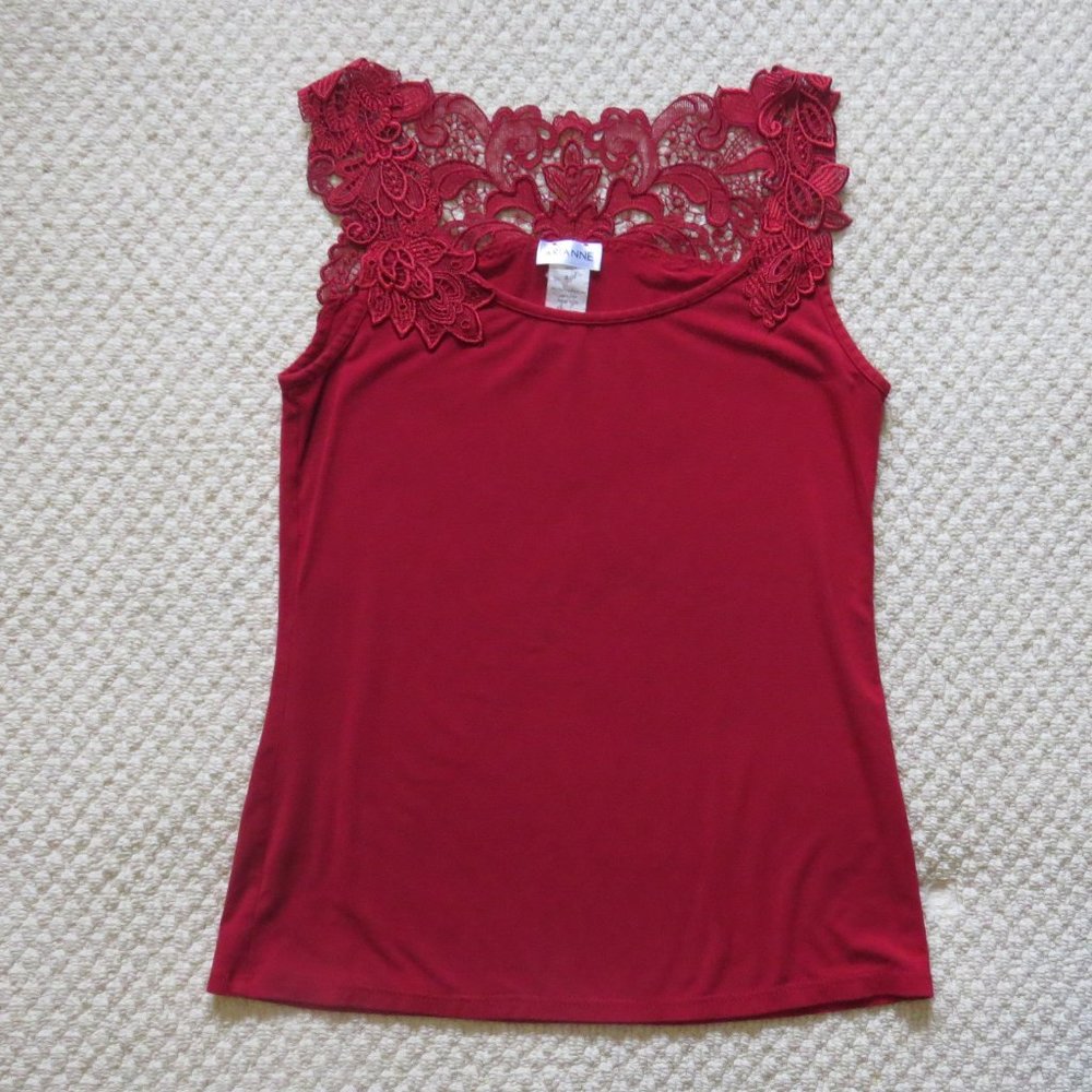 ARIANNE Red Cami Tank Top with Lace Size S EUC